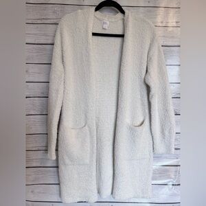 stars above Cream Open-Front Plush Cardigan